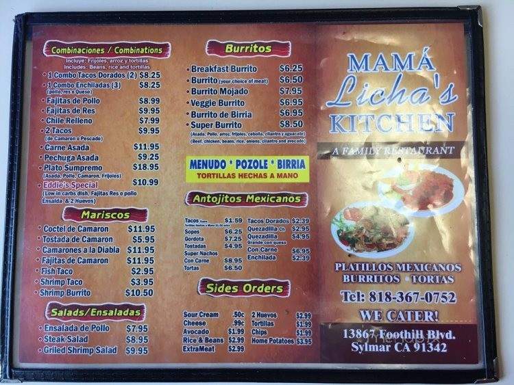 Mama Licha's Kitchen - Los Angeles, CA menu_pic