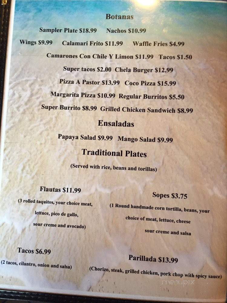 Coco Bongo Bar & Grill - Manteca, CA menu_pic