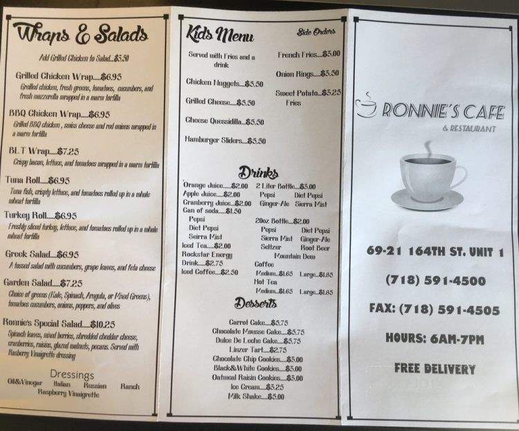Ronnie's Cafe & Restaurant - Fresh Meadows, NY menu_pic