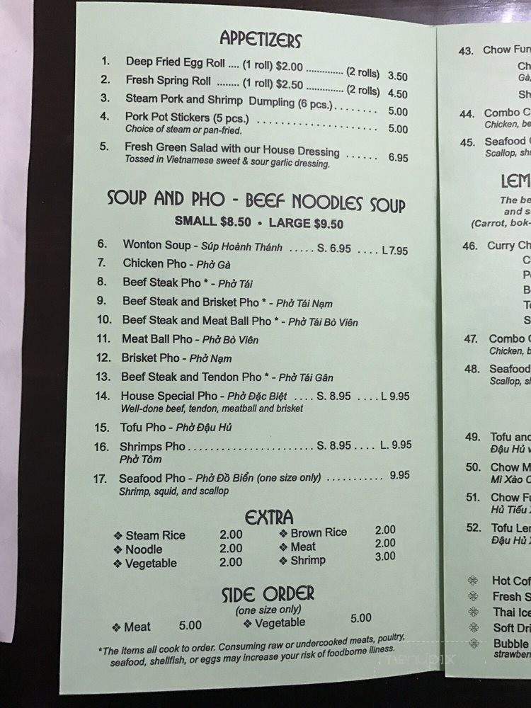 Pho Golden - Port Orchard, WA menu_pic