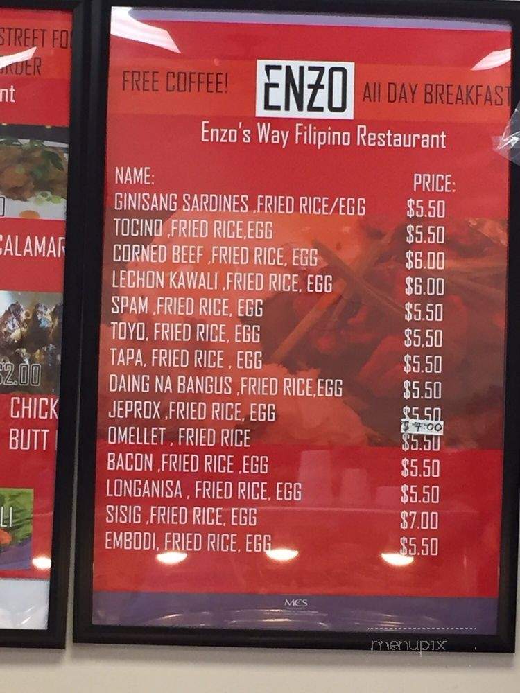 Enzo's Way: Filipino Fast Food - Orange, CA menu_pic