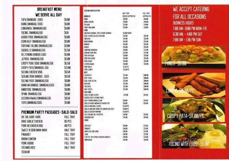 Enzo's Way: Filipino Fast Food - Orange, CA menu_pic