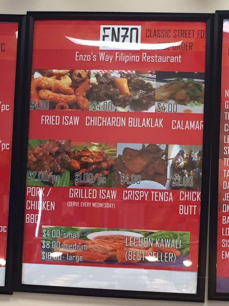 Enzo's Way: Filipino Fast Food - Orange, CA menu_pic