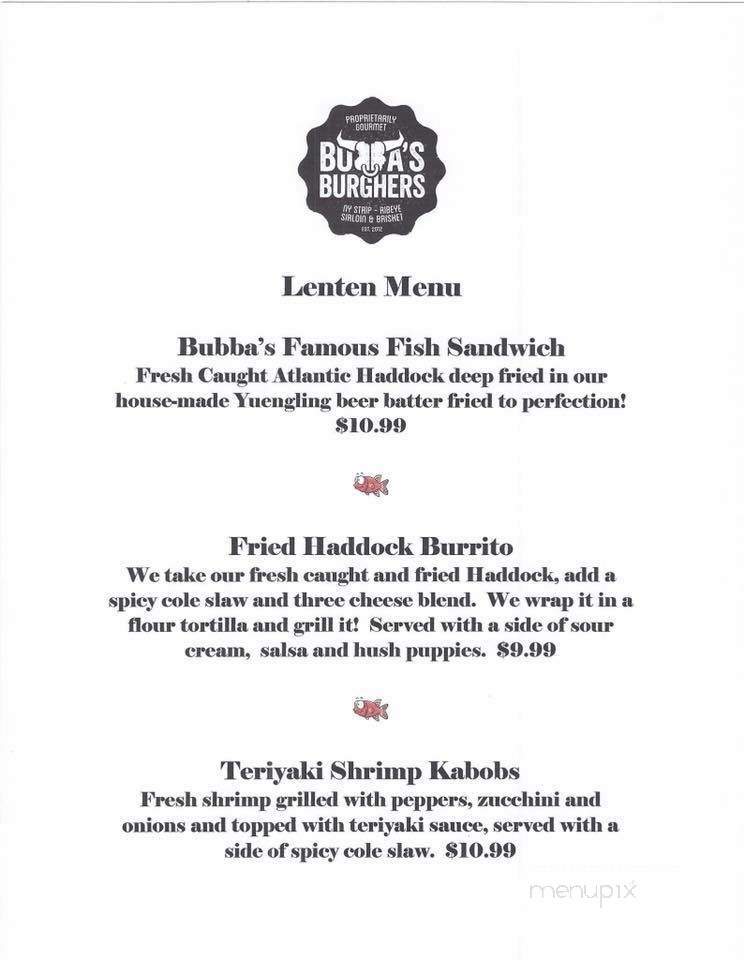 Bubba's Gourmet Burghers-Beer - Triadelphia, WV menu_pic
