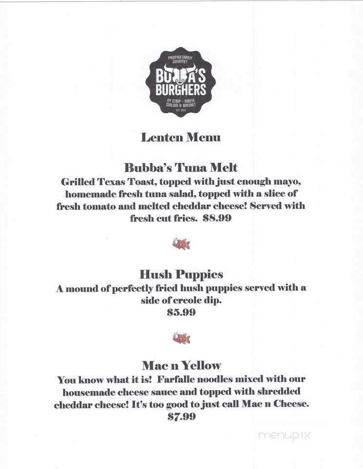 Bubba's Gourmet Burghers-Beer - Triadelphia, WV menu_pic