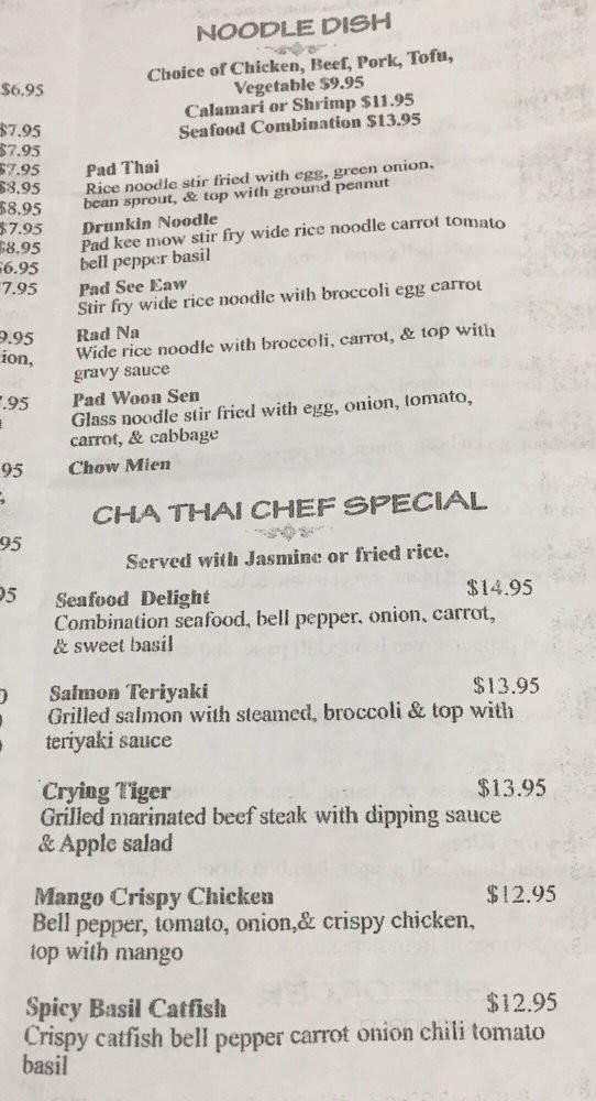 Cha Thai - Rancho Cordova, CA menu_pic
