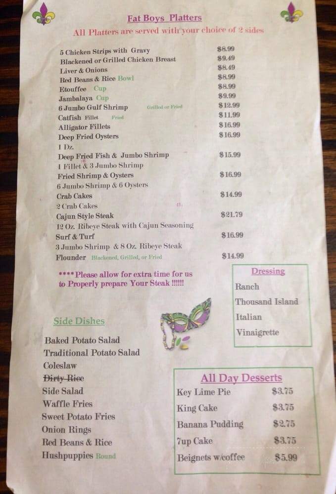 Fatboy's Sports Grill - Rockport, TX menu_pic