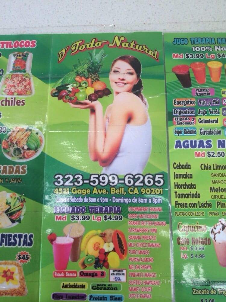 D'Todo Natural - Bell, CA menu_pic