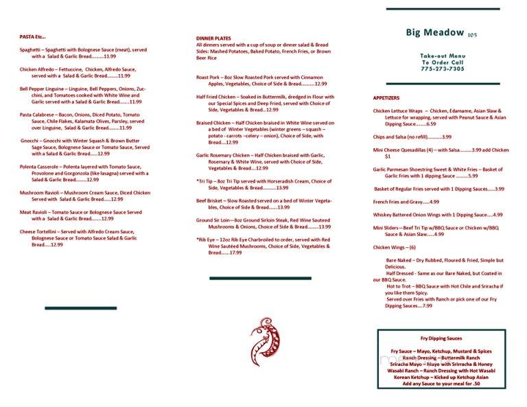 Big Meadow 105 - Lovelock, NV menu_pic