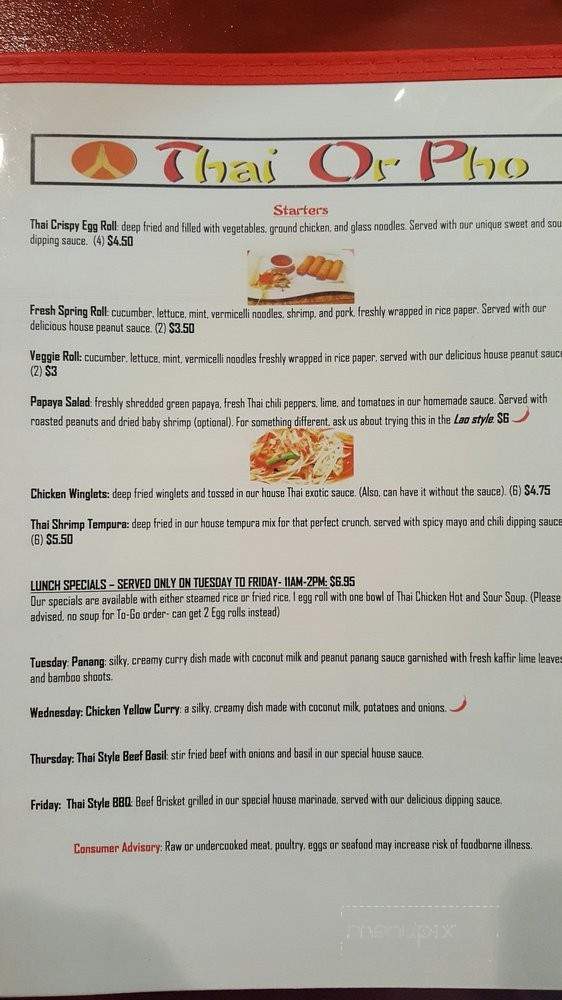 Thai or Pho - Yukon, OK menu_pic