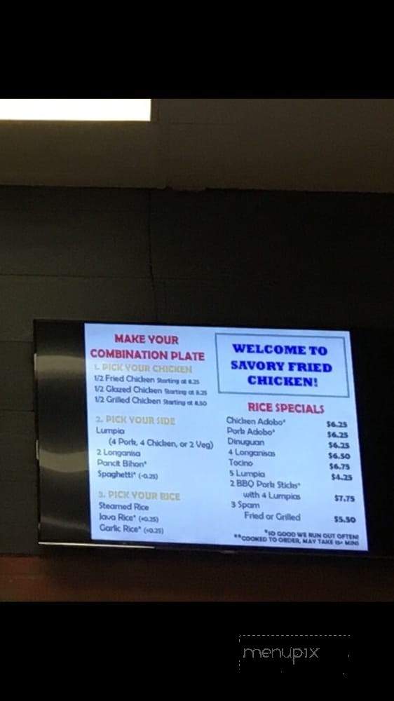 Savory Fried Chicken - Sacramento, CA menu_pic
