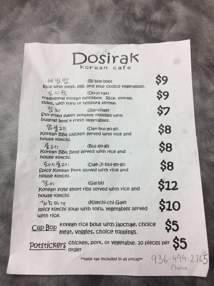 Dosirak Korean Cafe - Conroe, TX menu_pic