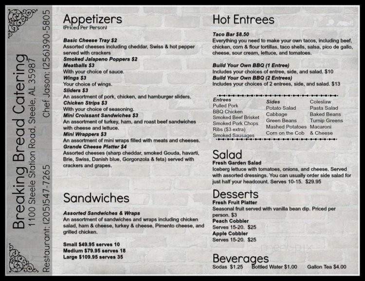 Breaking Bread - Steele, AL menu_pic