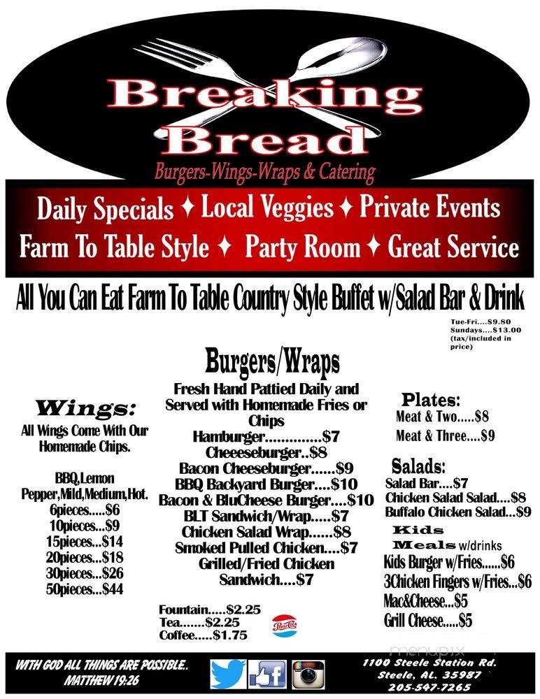 Breaking Bread - Steele, AL menu_pic
