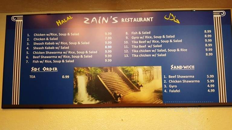 Zain's Restaurant - Everett, WA menu_pic