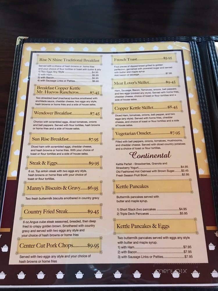 Copper Kettle Cafe - Wendover, UT menu_pic