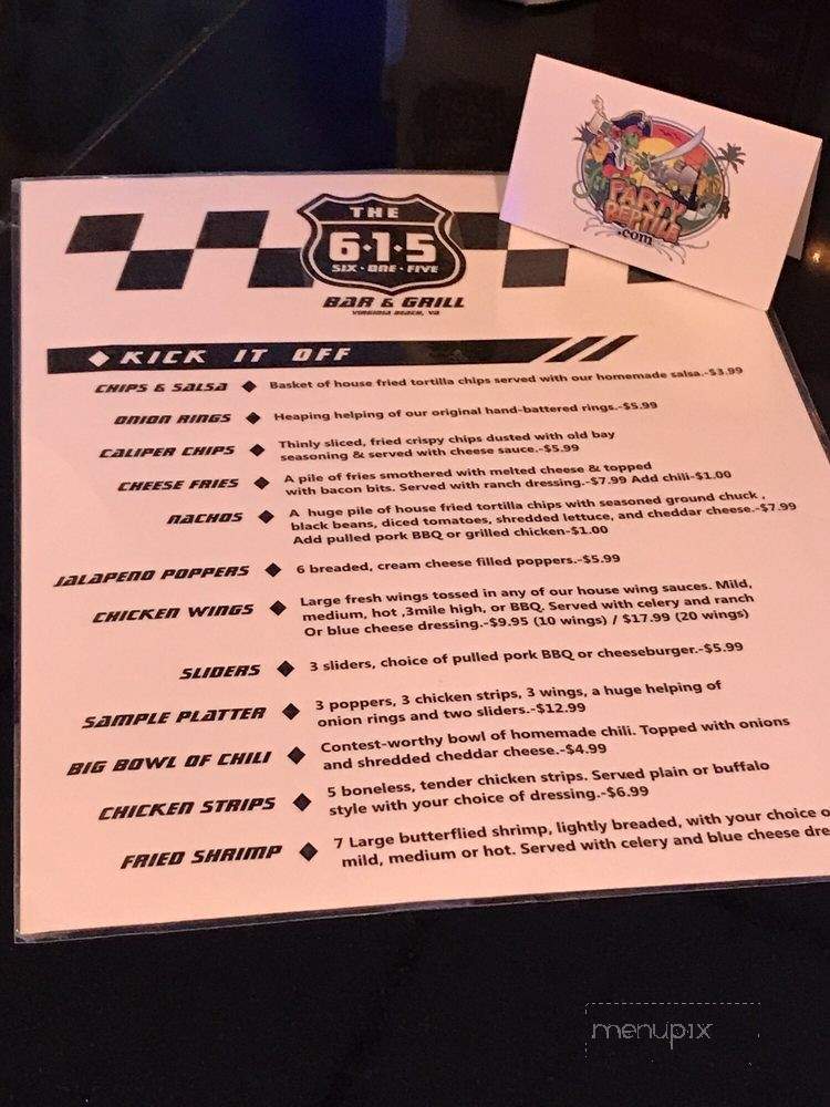 615 Bar & Grill - Virginia Beach, VA menu_pic