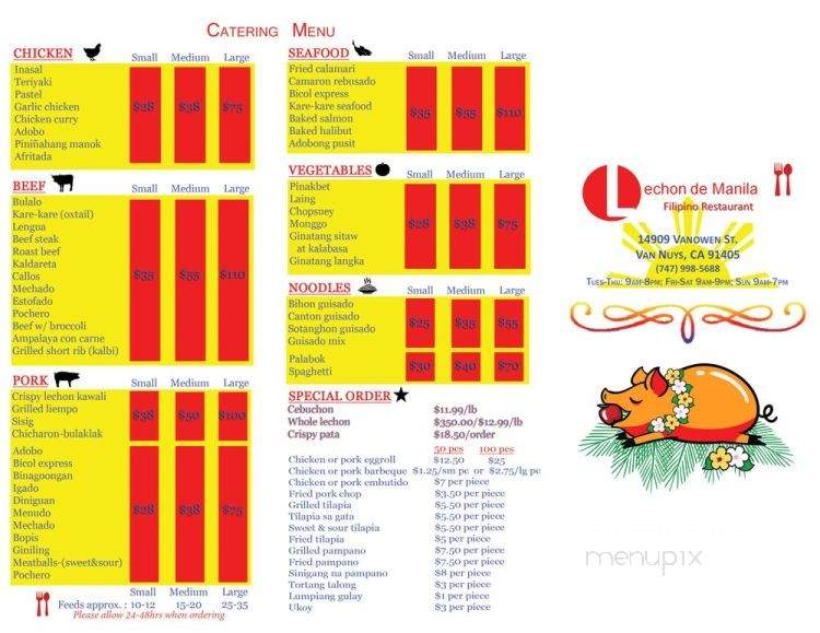Lechon de Manila - Van Nuys, CA menu_pic