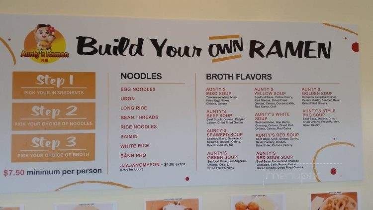 Aunty's Ramen - Honolulu, HI menu_pic