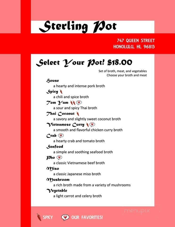 Sterling Pot - Honolulu, HI menu_pic