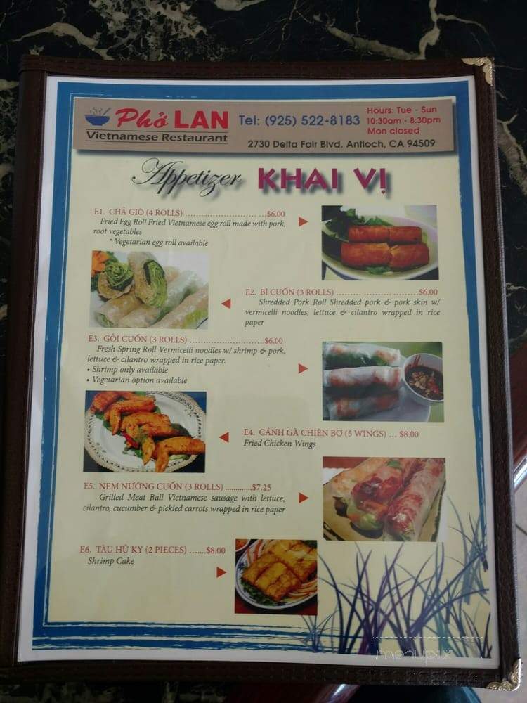 Pho Lan - Antioch, CA menu_pic
