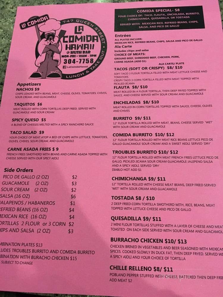 La Comida Hawaii - Honolulu, HI menu_pic