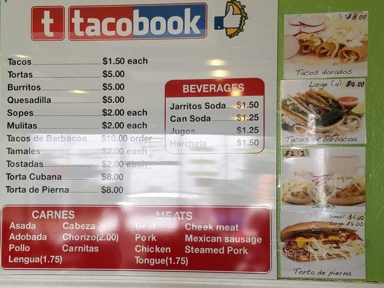 Tacobook Taqueria - Everett, WA menu_pic