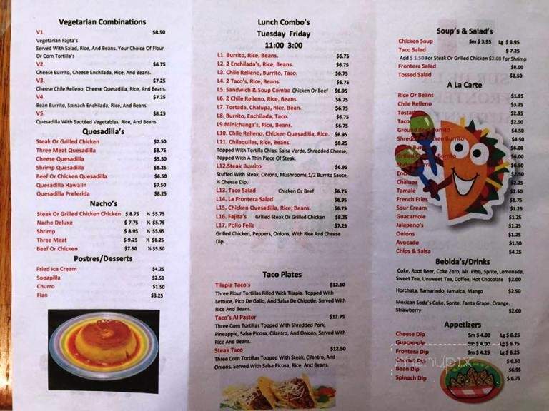 Sur De La Frontera - Dahlonega, GA menu_pic
