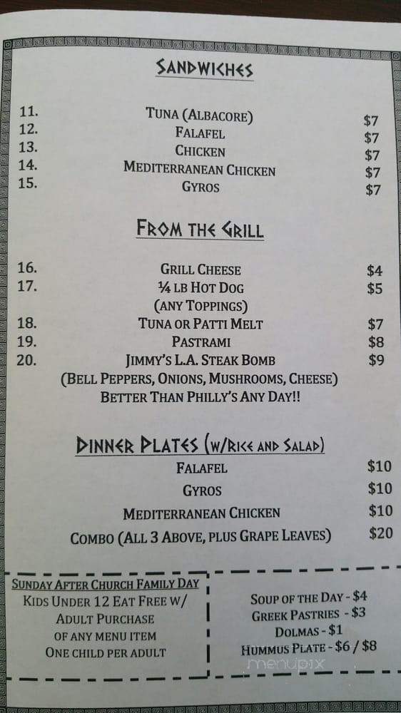 Jimmy's Cafe - Lomita, CA menu_pic