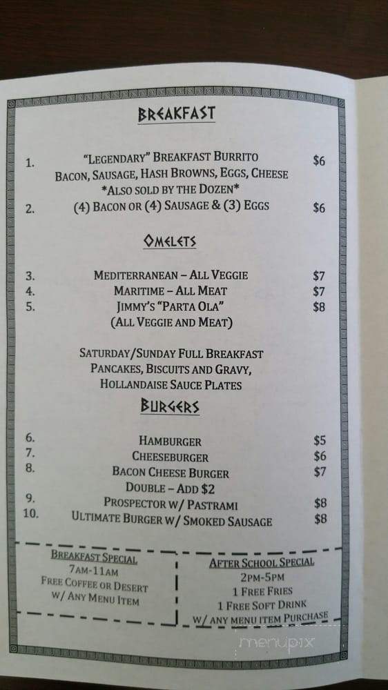 Jimmy's Cafe - Lomita, CA menu_pic