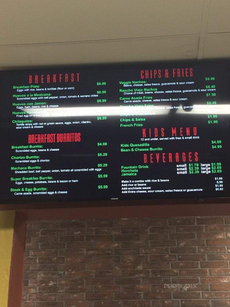 Rancho Viejo Mexican Food - San Diego, CA menu_pic