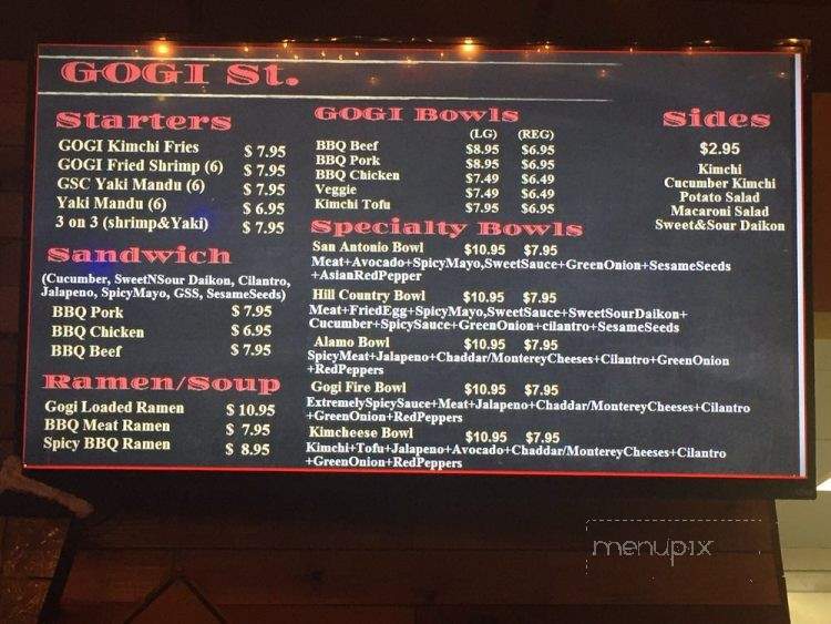 Gogi Street - San Antonio, TX menu_pic