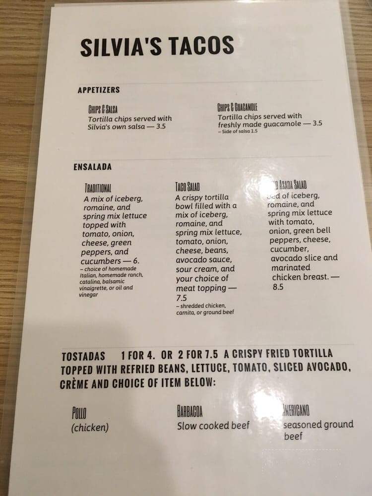 Silvia's Tacos - Indiana, PA menu_pic