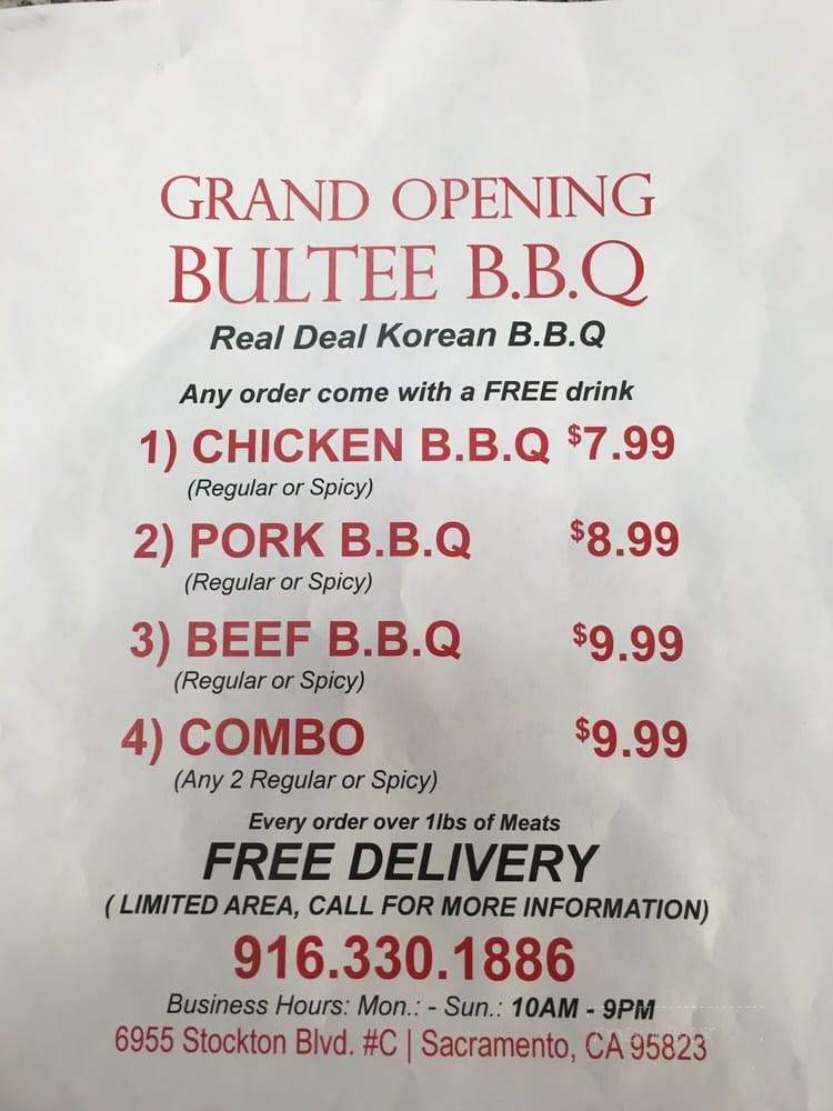 Bultee BBQ - Sacramento CA, CA menu_pic