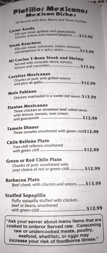 Mi Cocina - Grand Haven, MI menu_pic