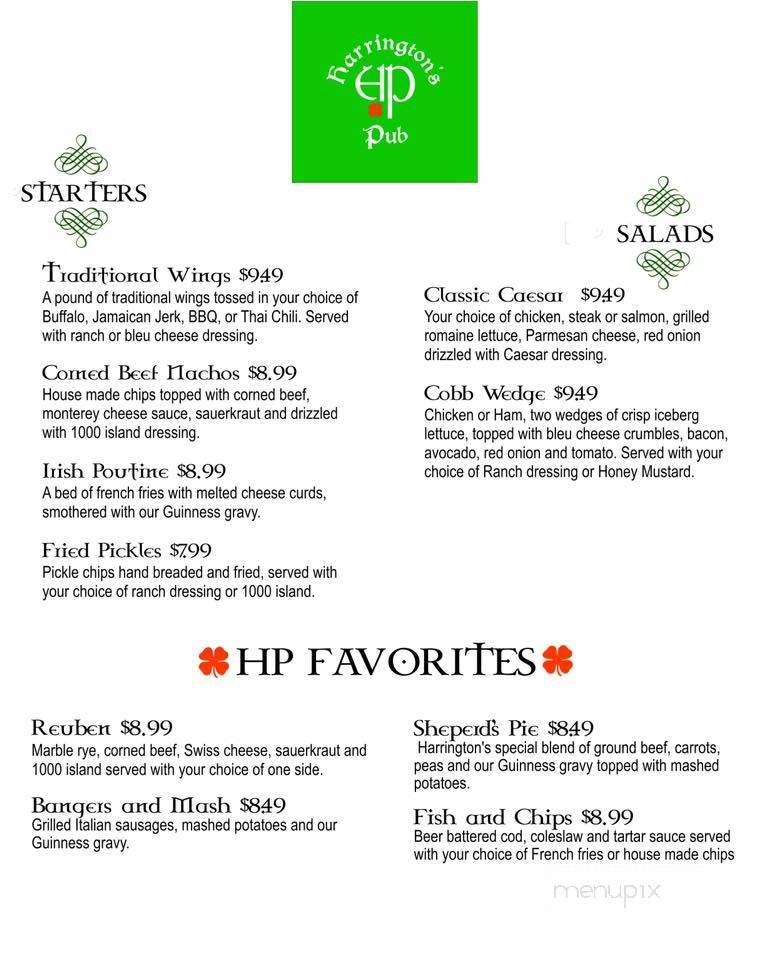 Harrington's Pub - Port Byron, IL menu_pic
