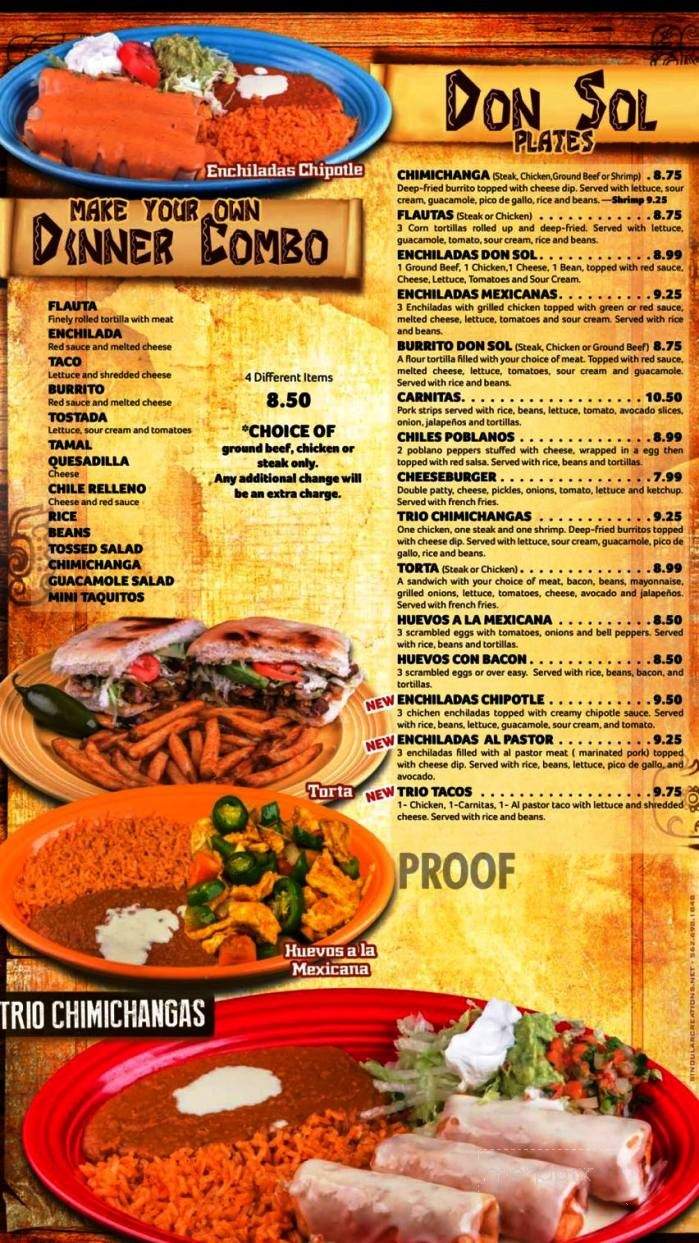 Don Sol Mexican Grill - Murray, KY menu_pic