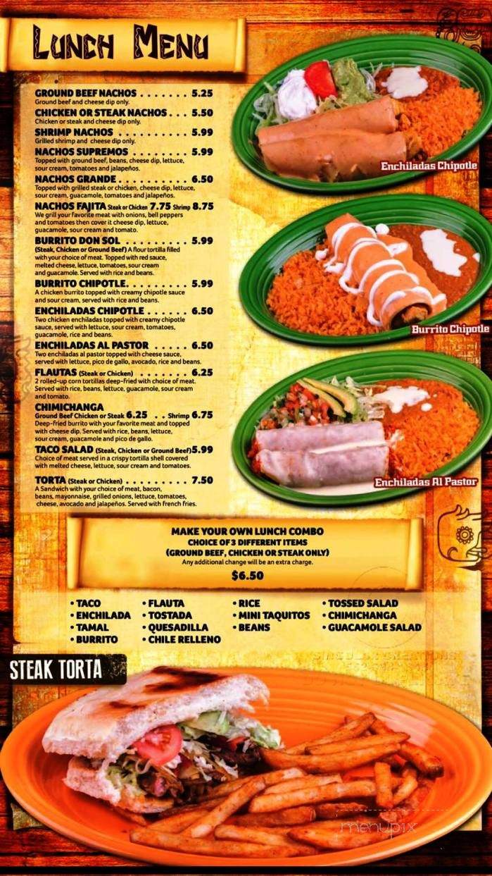 Don Sol Mexican Grill - Murray, KY menu_pic