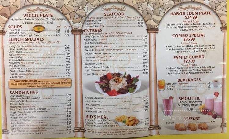 Kabob Eden - Sterling Heights, MI menu_pic