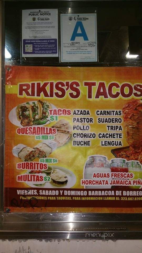 Riki's Tacos - Los Angeles, CA menu_pic