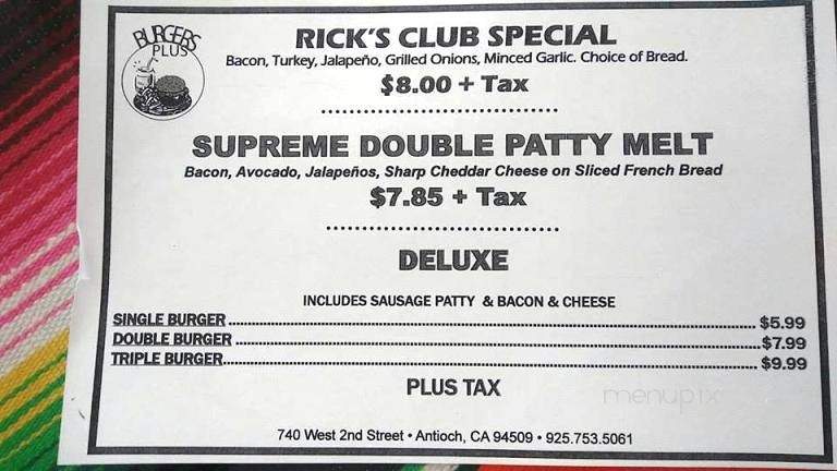 Burgers Plus - Antioch, CA menu_pic