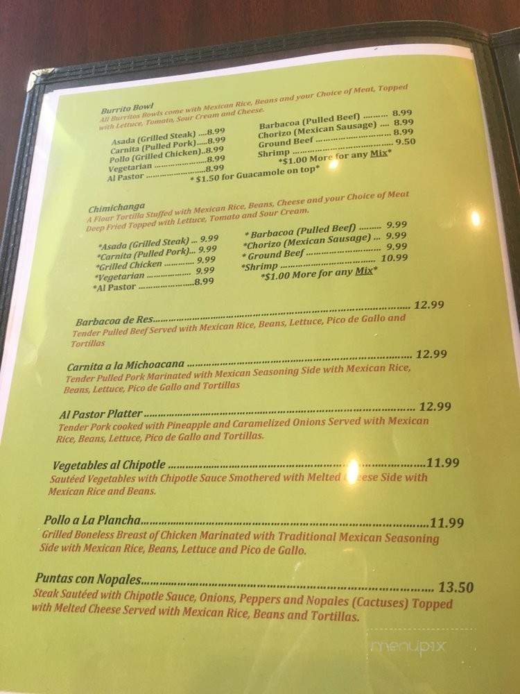 Buena Vista Mexican Grill - Malvern, PA menu_pic