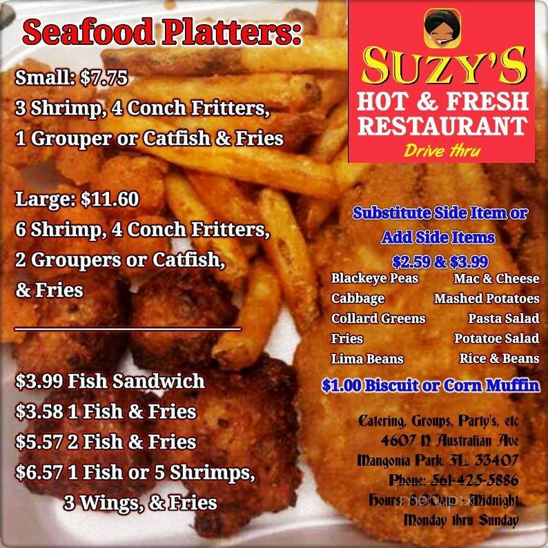 Suzy's Hot and Fresh Restaurant - West Palm Beach, FL menu_pic