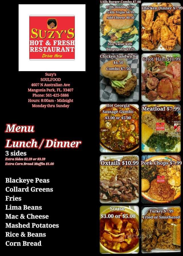 Suzy's Hot and Fresh Restaurant - West Palm Beach, FL menu_pic