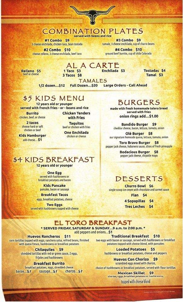 El Toro Mexican Cantina - Casper, WY menu_pic