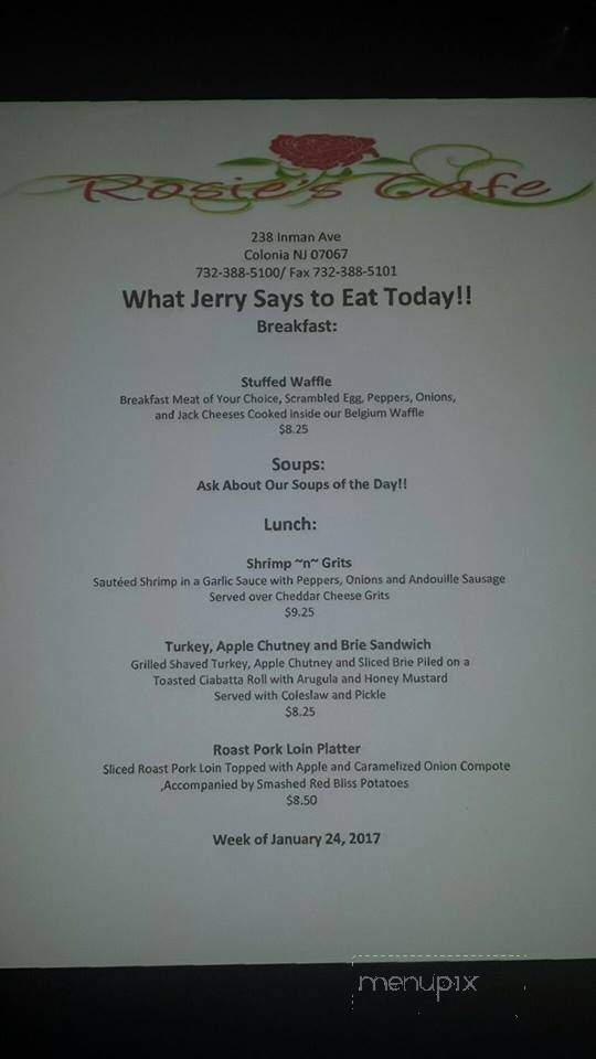 Rosie's Cafe - Woodbridge Township, NJ menu_pic