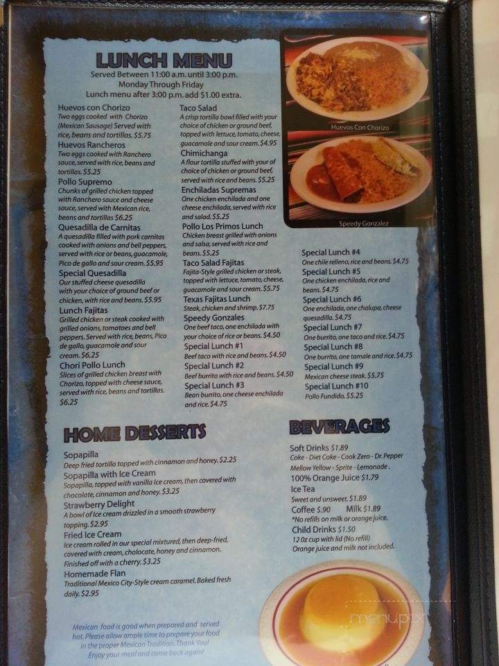 Los Primos Mexican Restaurant - Celina, TN menu_pic