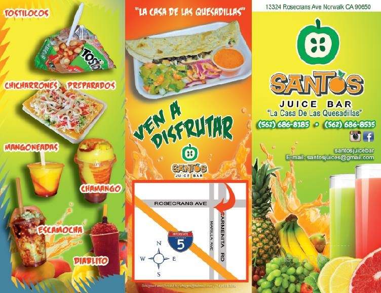 Santos Juice Bar - Norwalk, CA menu_pic