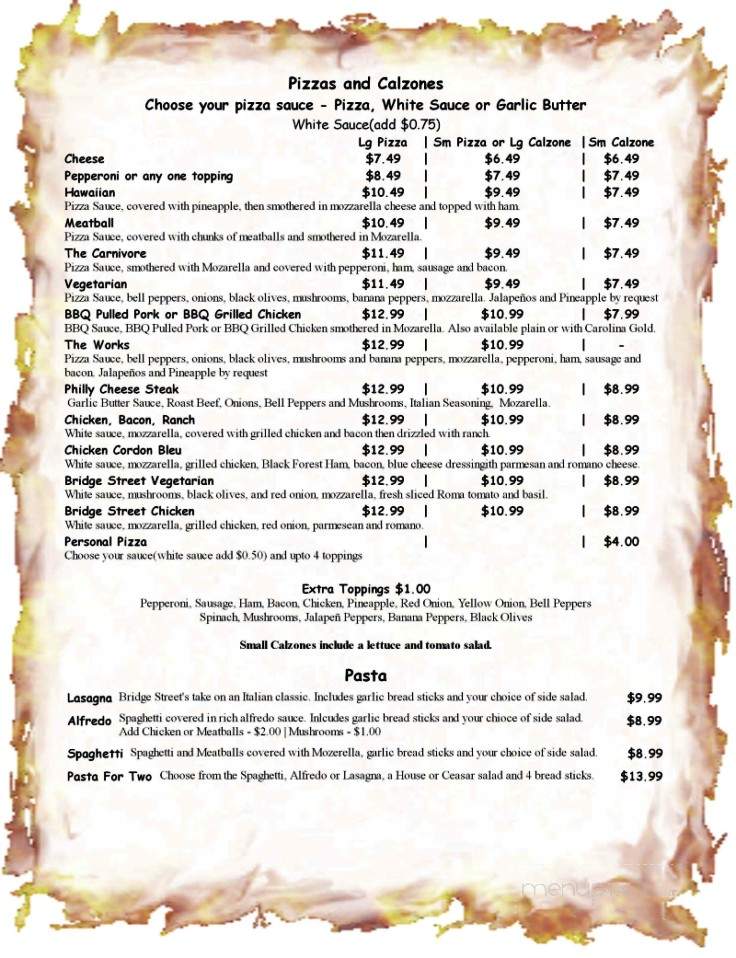 Bridge Street Cafe - White Springs, FL menu_pic