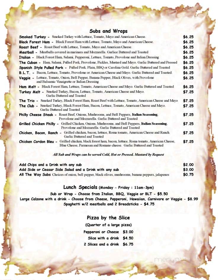 Bridge Street Cafe - White Springs, FL menu_pic